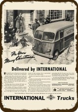1946 INTERNATIONAL Deluxe Delivery Truck Christmas DECORATIVE REPLICA METAL SIGN picture