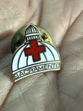 Vintage Red Cross Sacramento Capitol Dome Enamel Lapel Pin Taiwan picture