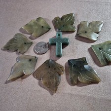 Vintage Carved Jade Tree Leaves Loose Pieces Lot For Crafts ~Assorted Craft picture