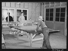 Photo:Woodville California CA 1940s Farmworkers Painting Table FSA picture