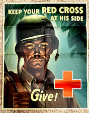Original 1944 Keep Your Red Cross at His Side Give  WWII Poster Whitman Jr. picture