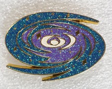 Galaxy Spiral Pinback Button ZOX Celestial Glitter Enamel Pin picture