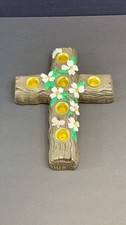 Abbey Press 2000 Cross Tealight Candle Holder Flowers Butterflies Religious picture
