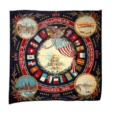 Antique 1892 Chicago Worlds Fair Columbian Exposition Souvenir 23.5 x 23.5” RARE picture