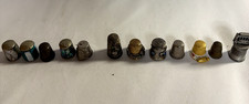 Lot of 12 Metal Sewing Thimbles Mixed Silver & Brass Color Tones picture