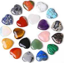 20PCS Natural Crystals and Healing Stones Set - Polished Heart Gemstones 0.8