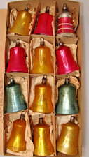 Lot Antique VTG Blown Glass Assorted BELL w Clapper Christmas Ornaments Germany picture