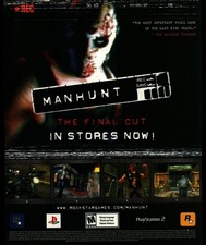 Manhunt The Final Cut PS2 Video Game Ad Print Vintage Horror Rockstar 2004 picture