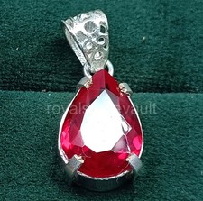 IGL Certified 29.70 Ct Natural Red Ruby Pear Shape Pendant 925 Silver Gems 6JHN picture