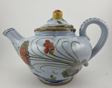 Vintage Cantagalli Factory Italy Hand Painted Tea Pot Floral Design 4 1/2