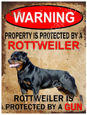 Metal sign Warning Property is Protected by a Rottweiler 9x12 inch Aluminum Sign picture