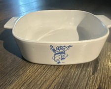 Extremely Rare 1975 Corningware 2 Quart Casserole Dish Blue Santa Employee Gift picture