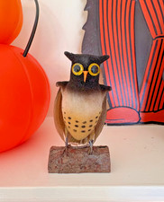 Vintage Rare Halloween Pressed Cotton & Feathers OWL Figure - Japan picture