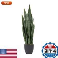 Worth Garden 3ft Artificial Snake Plant Sansevieria 28 Leaves Green with Black picture