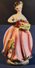 Vtg Arnart Japan Southern Belle Porcelain Figurine Pink Gold Dress S8429 8