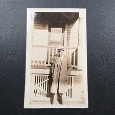 Late 1920s B&W Snapshot Photo, Well Dressed Handsome Man in Cold Weather Attire picture