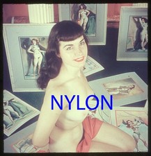 RARE VINTAGE 1950s 3-D STEREO COLOR SLIDE OF A NUDE BETTIE PAGE BY ALLEN COBERT picture