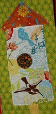 Vintage Birdhouse Patchwork Cutter Quilt Block Piece Floral Bird Flowers Dots picture
