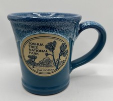 Deneen Art Pottery Mug Joshua Tree National Park California 2022 Blue Drip Glaze picture