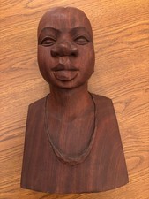 LARGE AFRICA PRINCESS HARDWOOD TEAK CARVING VGC ART ANTIQUE LADY FEMALE picture