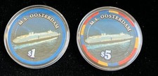 Casino Chip Holland America Cruise Line Ship M.S. Oosterdam $5 And $1 Chips picture