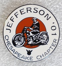 Jefferson Chesapeake Chapter Motorcycle '01 Pinback Button Round Approx. 1