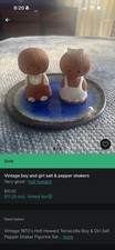 Vintage 1970s Terracotta Boy & Girl Salt & Pepper Shakers - Holt Howard picture