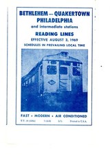 READING RAILROAD - PHILADELPHIA TO BETHLEHEM PUBLIC TIMETABLE - 8/3/1969 picture