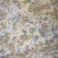 Vtg Martex LOVESONG Angel Blue Floral KING Flat Sheet Shabby Cottagecore Percale picture