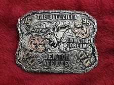 BULL RIDING Rodeo Champion☆1995☆X~TREME☆TROPHY BUCKLE☆DENTON TEXAS☆356 picture