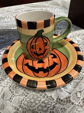 Vintage Lillian Vernon Halloween Mug & Plate Lot Complete 4-Pattern Set picture