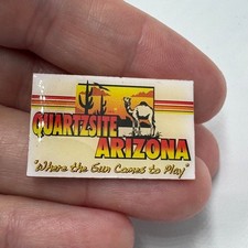 Vintage Quartzsite Arizona Lapel Pin Camel Sunset Slogan Rectangular Souvenir picture