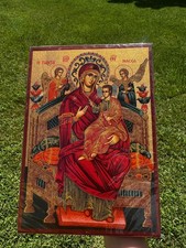 Virgin Mary Pantanassa Orthodox Icon Flat Wood 18kt Gold Leaf picture