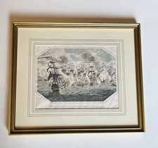 Antique Engraving, Naval Battle Sir George Rooke Cloudesley Shovell 12.2x10.5” picture