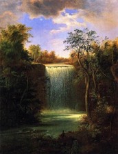 Hand-painted oil painting Robert-Scott-Duncanson-Falls-of-Minnehaha canvas 24*36 picture