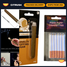 Realistic Fake Puff Cigarettes & Cigar Set - 6 Pack + Smoke Magic Trick Prop picture