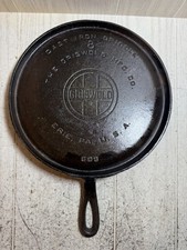 Griswold No. 8 Round Cast Iron Handled Griddle Erie 608 Large Block Logo Pan picture