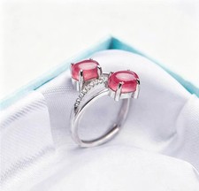 Genuine Natural ice Rose Rhodochrosite Lady Adjustable Size Round Ring picture
