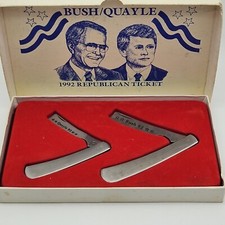 Vintage George H W Bush / Dan Quayle ‘92 1992 Straight Razor Set, Solingen RARE picture
