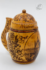 vintage handmade chodovia domazlice czechoslovakia wooden pitcher picture