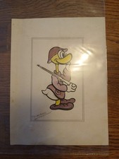 Vintage WWII Disney Style Mascot Art Sgt Carl Rangell Duck Military Insignia picture