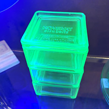 Kompakt Dish Units Vaseline 4pc Green Stackable Glass Storage Containers 1925 picture