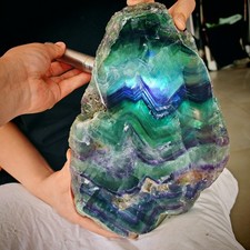 5.5LB Natural fluorite raw stone specimens, multi-colored crystal plate display picture