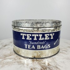 Vintage Tetley 100 Tea Bag Tin EMPTY Cannister picture