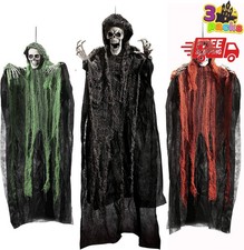 3PC Halloween Hanging Grim Reaper 47in 35in Skeleton Ghost Haunted House Decor picture
