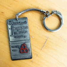 Vintage 1960's RCA Whirlpool Keychain 1968 Refrigerator Freezer Metal picture