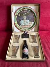 1977 Coca-Cola Dallas Texas 75 Years Boxed Tray Bottle 4 Glasses Belt Buckle + picture