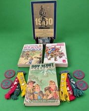 Vintage BSA Boy Scout Lot 1960 Plaque 1965 Handbook Webelos Pins Patches Compass picture