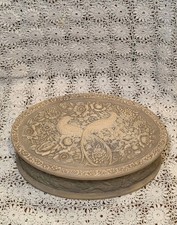 Vintage Genuine Incolay Purple Stone Peacocks Cameo Jewelry Box Handcrafted USA picture