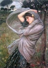 Oil painting J. W. Waterhouse - Boreas Nice young lady woman fairy in wind 36